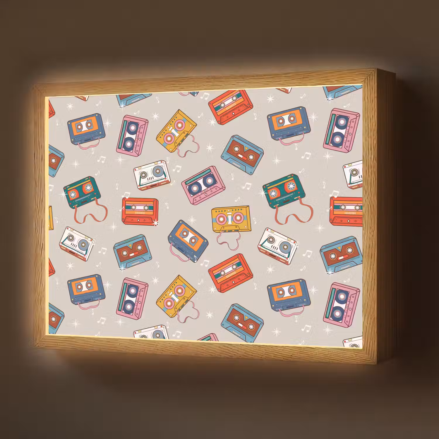 Muziek - Cassette - Patroon Light Box met batterij (Wandlamp) middel 907 -z3d_website