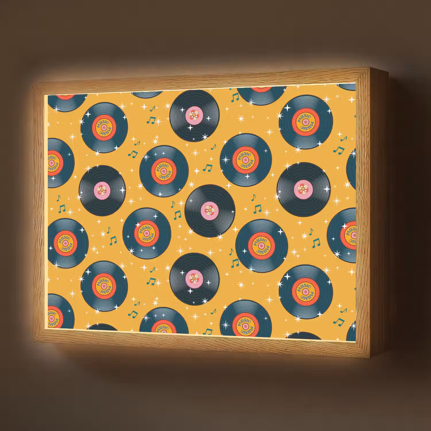 Muziek - Patroon - Geel Light Box met batterij (Wandlamp) middel 907 -z3d_website