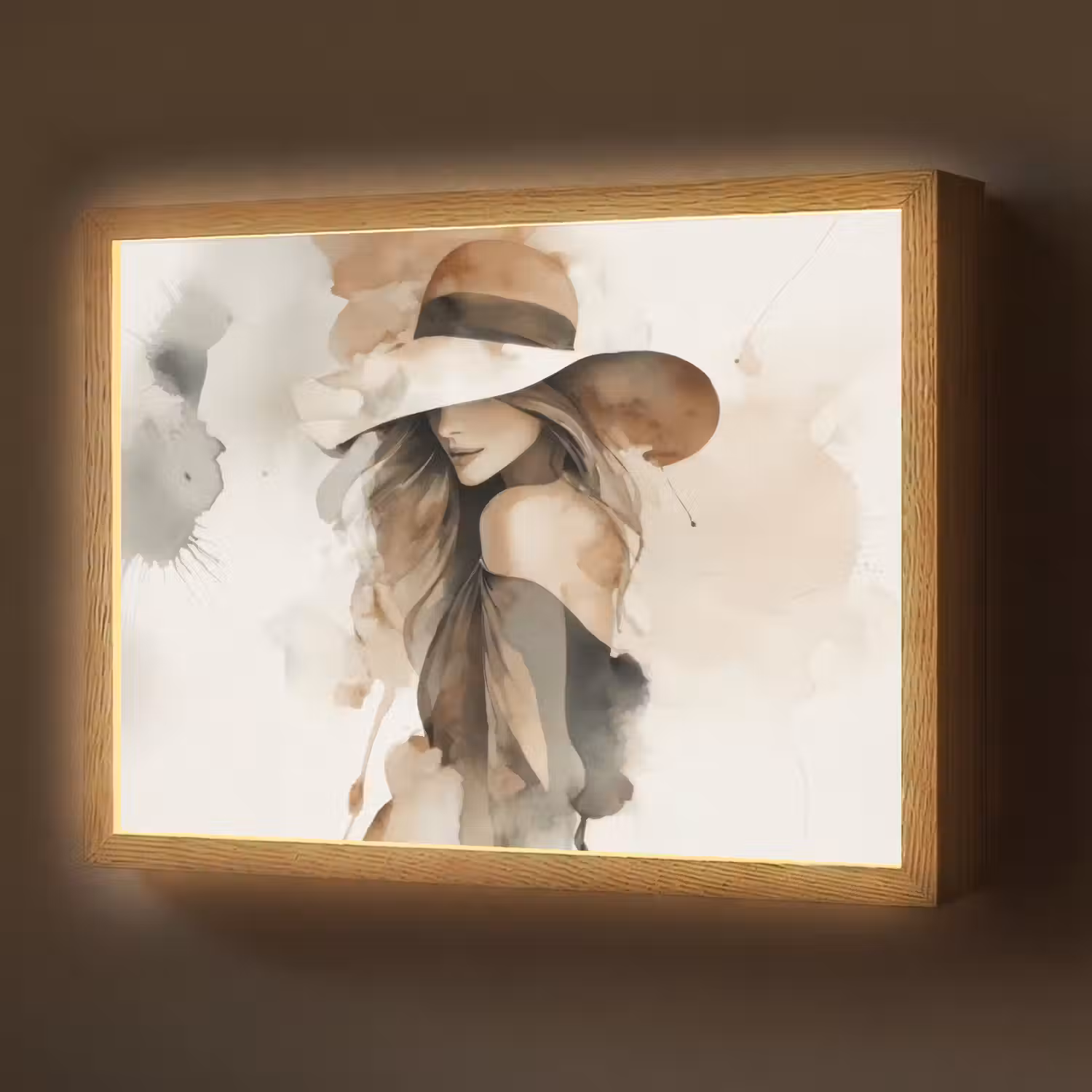 Mysterieus - Vrouw - Sepia Light Box met batterij (Wandlamp) middel -z3d_website