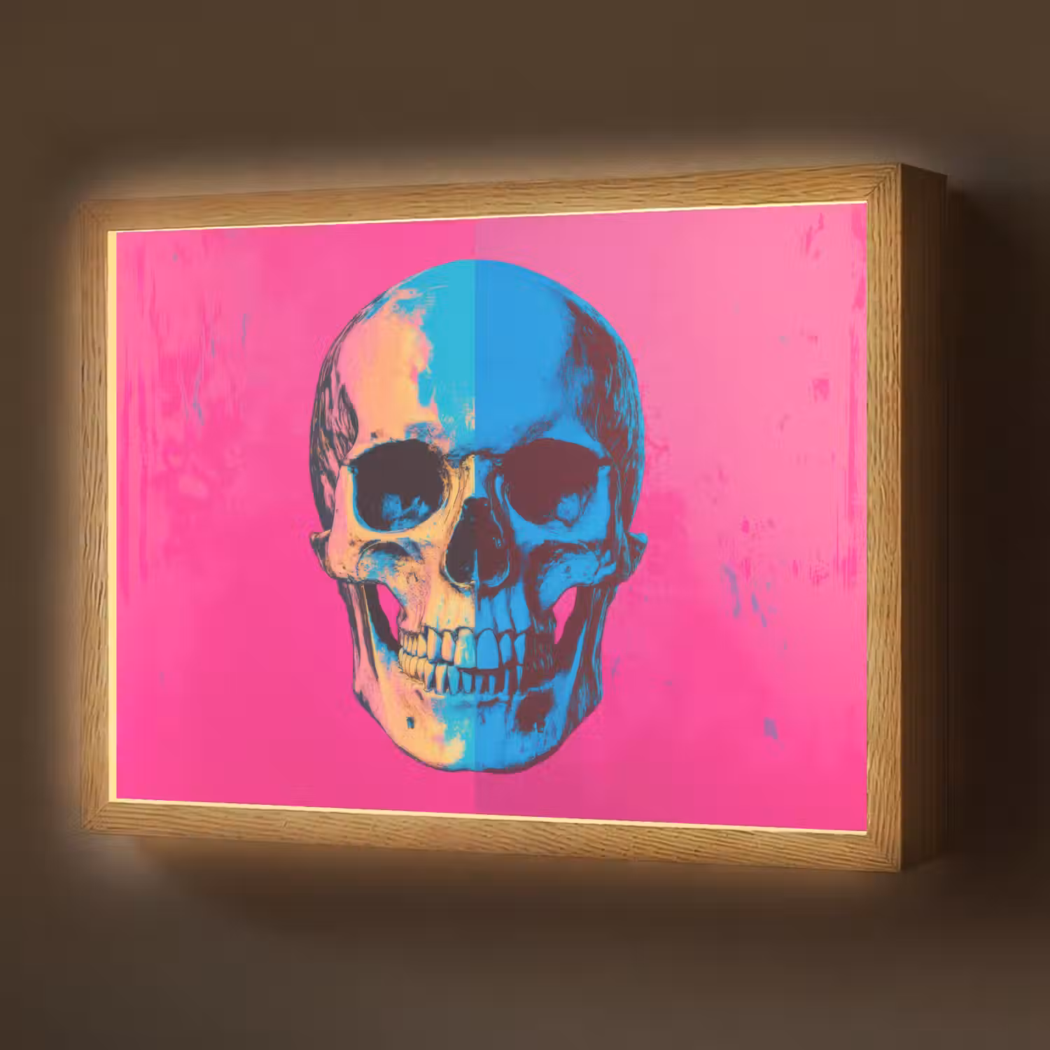 Neon - Blauw - Pop-art - Schedel Light Box met batterij (Wandlamp) middel -z3d_website