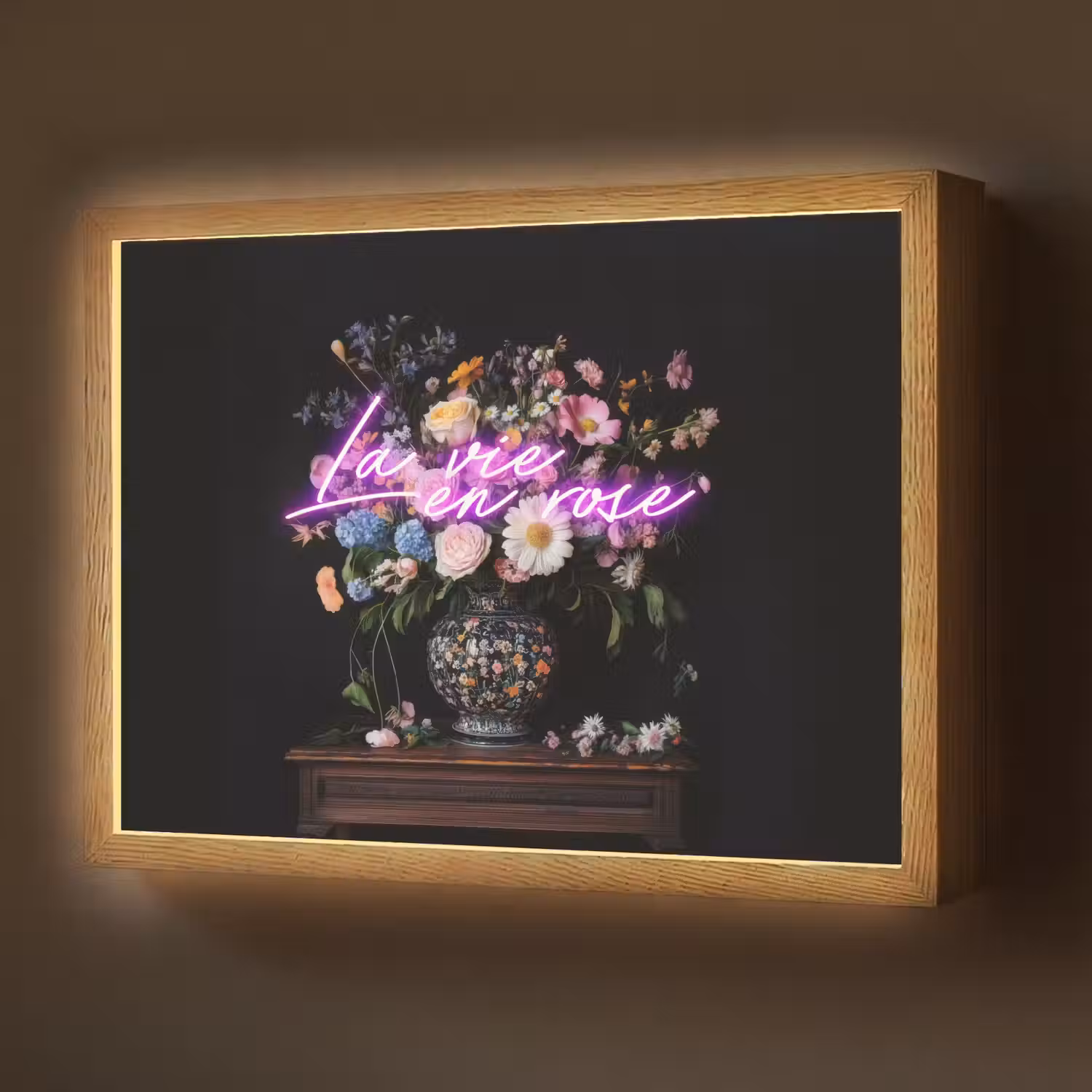 Neon - Vaas - Bloemen Light Box met batterij (Wandlamp) middel -z3d_website