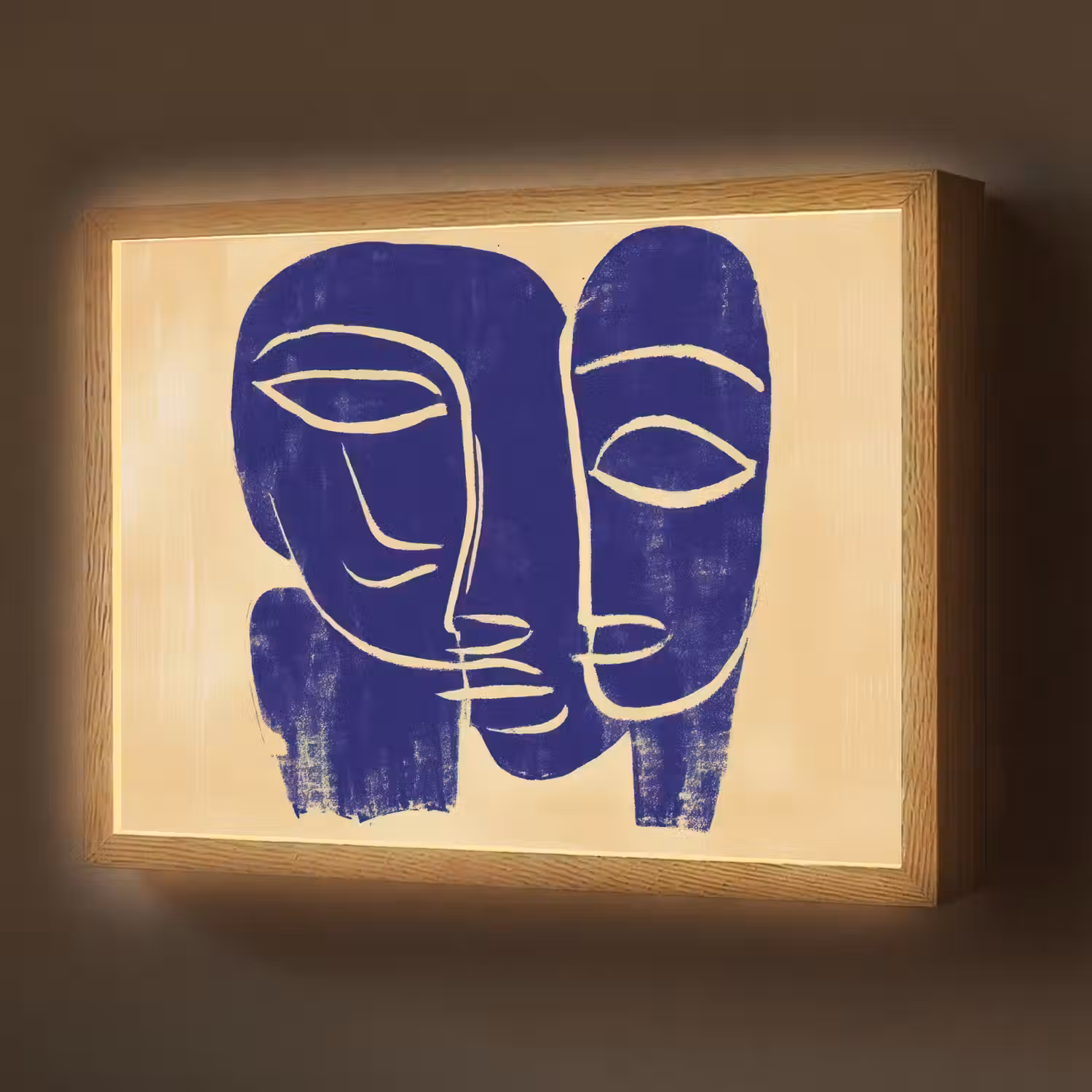 Okergeel - Blauw - Eenvoudige lijnen Light Box met batterij (Wandlamp) middel -z3d_website