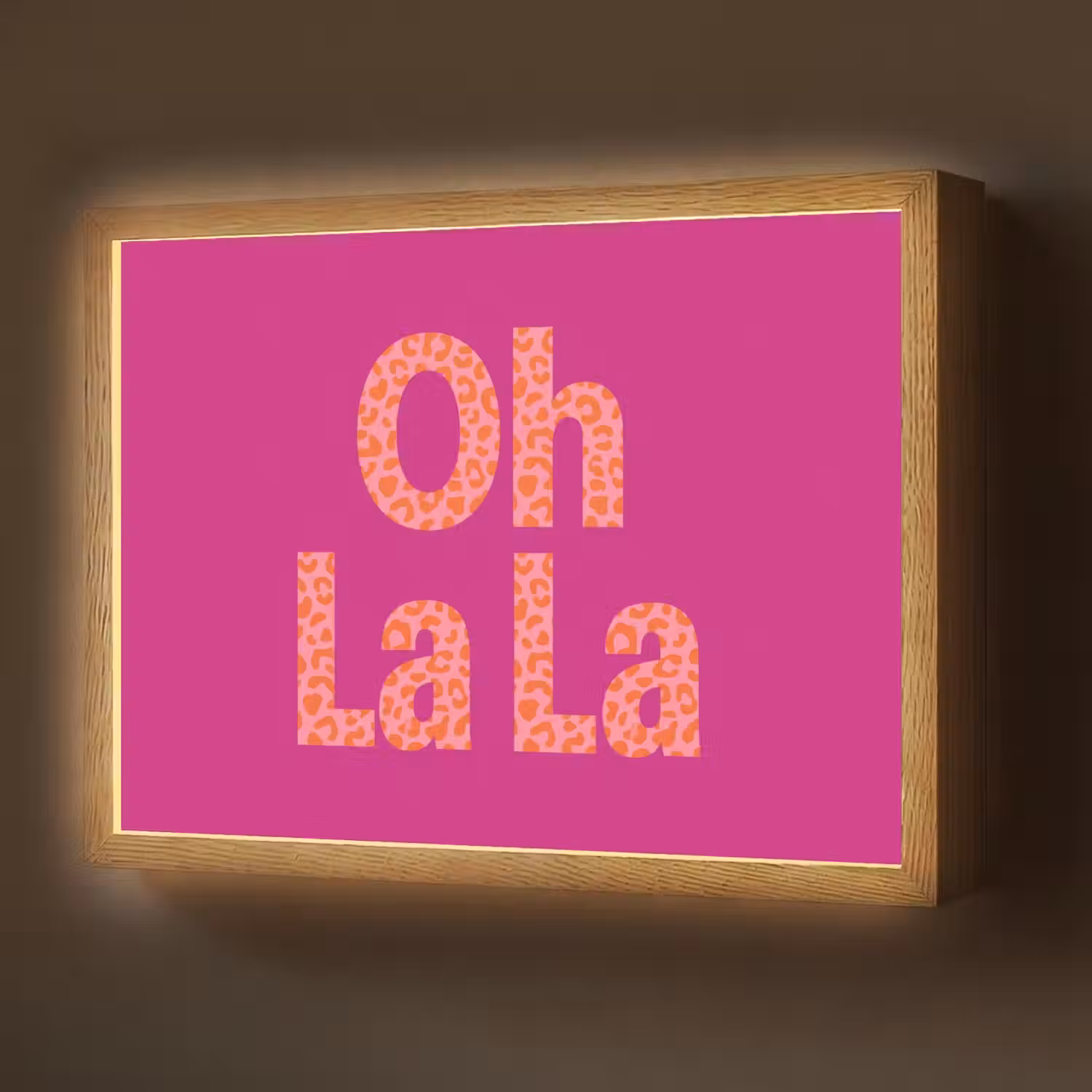 Oh la la - Luipaardprint - Roze Light Box met batterij (Wandlamp) middel -z3d_website