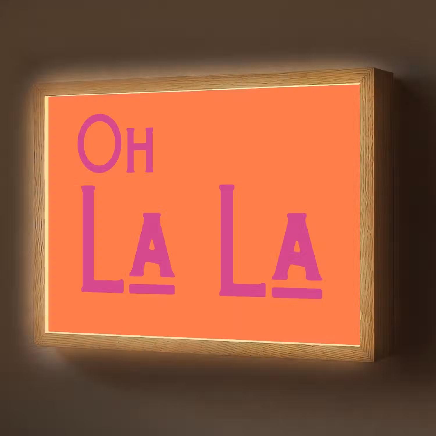 Oh la la - Oranje - Roze - Scheeflettertype Light Box met batterij (Wandlamp) middel -z3d_website