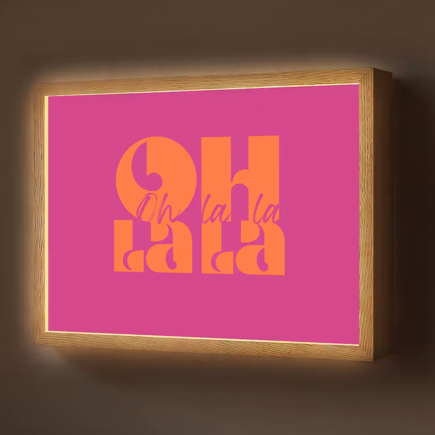 Oh la la - Roze - Oranje - Gestapelde letters Light Box met batterij (Wandlamp) middel -z3d_website