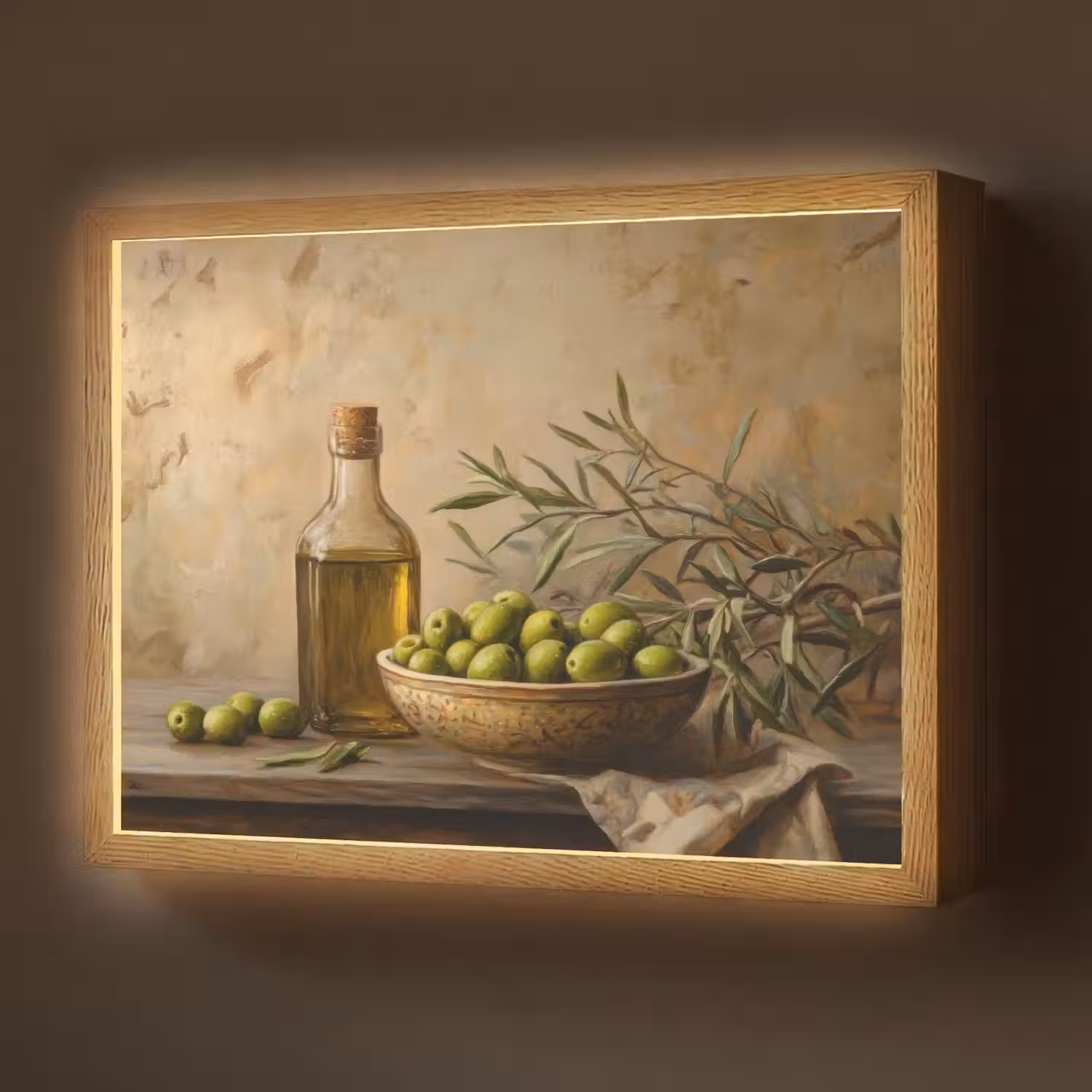Olijven - Stilleven - Vintage Light Box met batterij (Wandlamp) middel -z3d_website