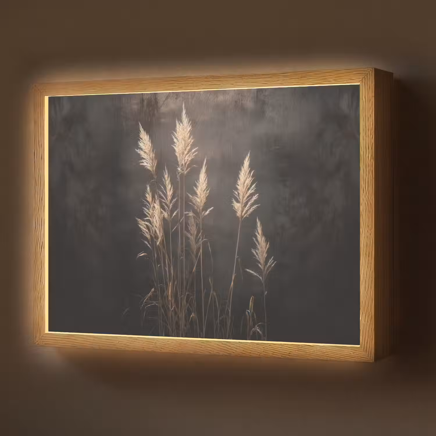 Siergras - Pluimen - Verlichting - Zwart Light Box met batterij (Wandlamp) middel -z3d_website