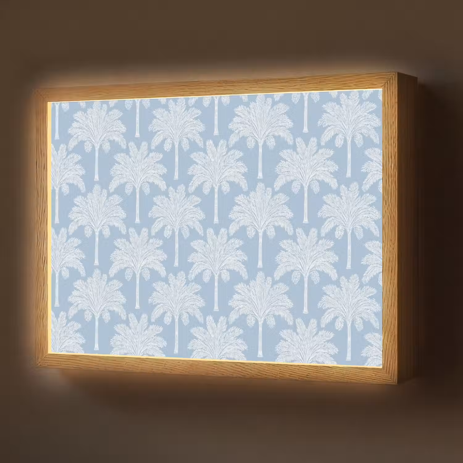 Palmboom - Modern - Blauw Light Box met batterij (Wandlamp) middel 907 -z3d_website