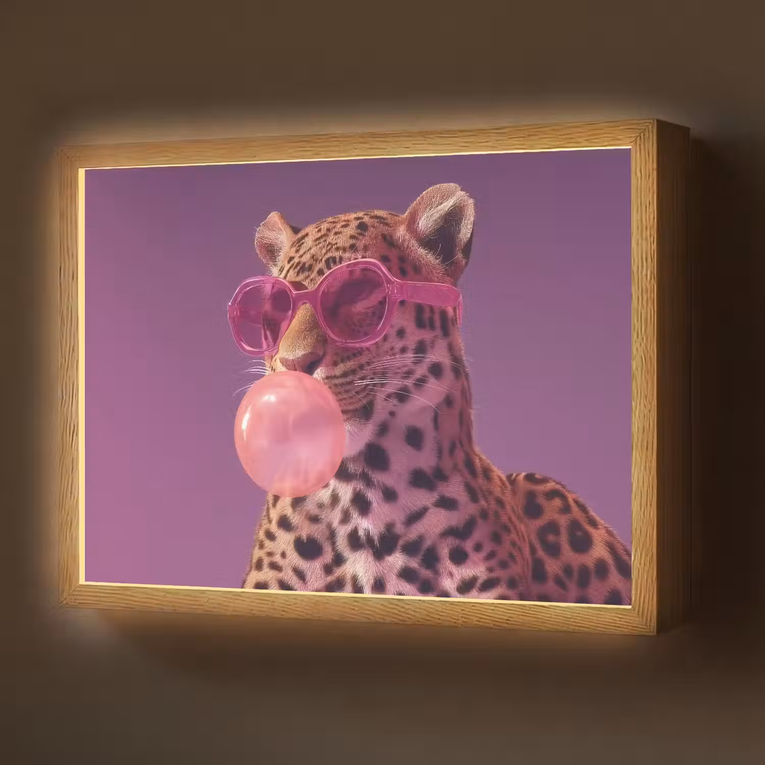 Panter - Zonnebril - Kauwgombel - Roze Light Box met batterij (Wandlamp) middel -z3d_website