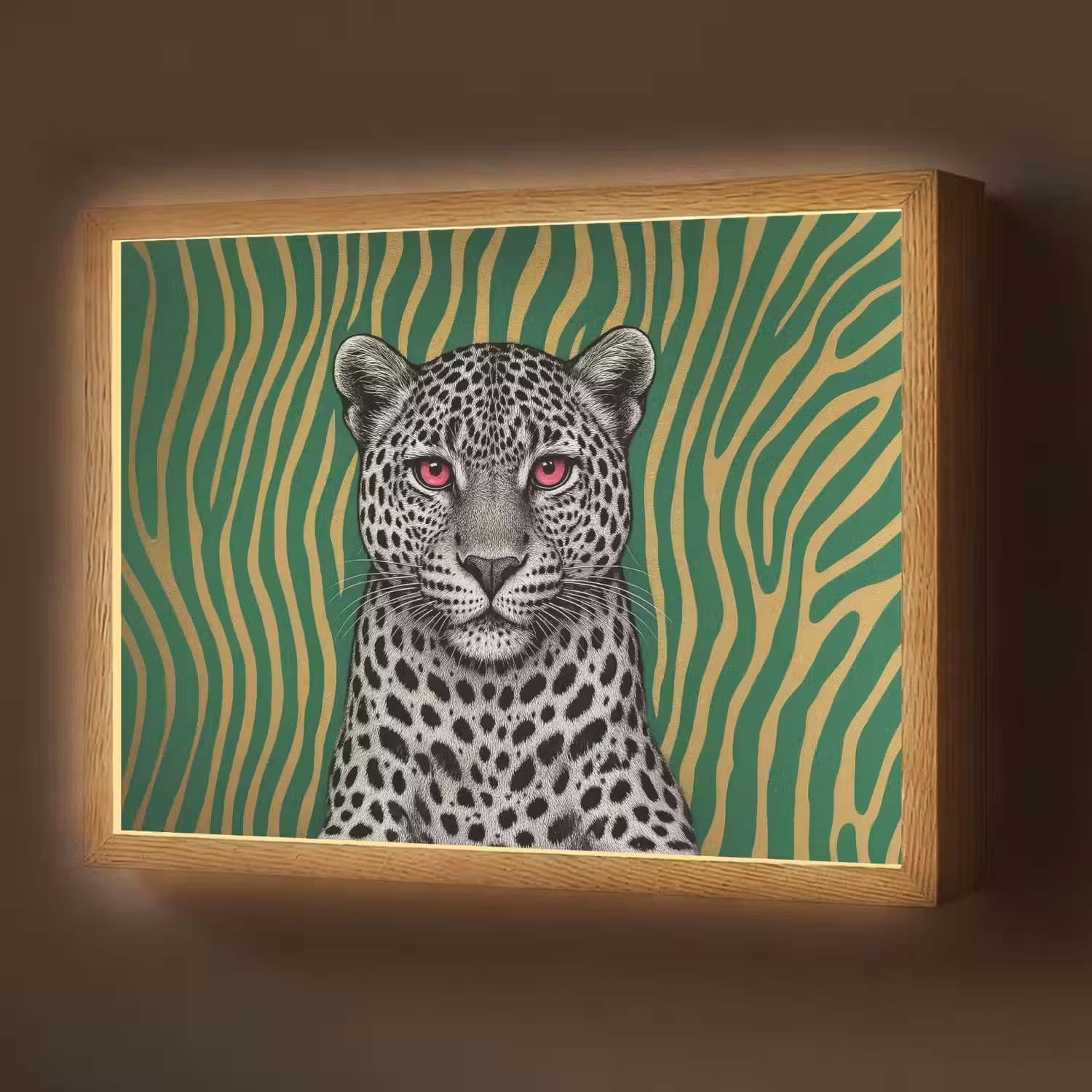 Panter - Zebrapatroon - Groen Light Box met batterij (Wandlamp) middel -z3d_website