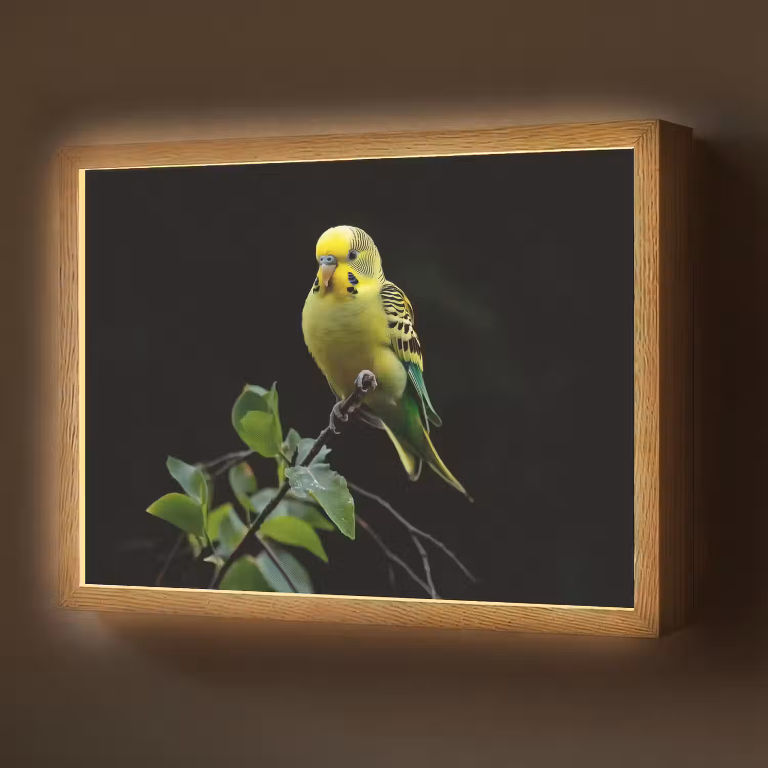 Parkiet - Tak - Bladeren - Geel Light Box met batterij (Wandlamp) middel -z3d_website