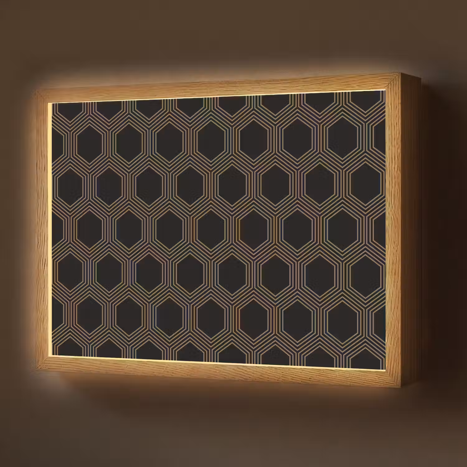 Parallel - Goud - Zwart - Bijenraatmotief Light Box met batterij (Wandlamp) middel 907 -z3d_website