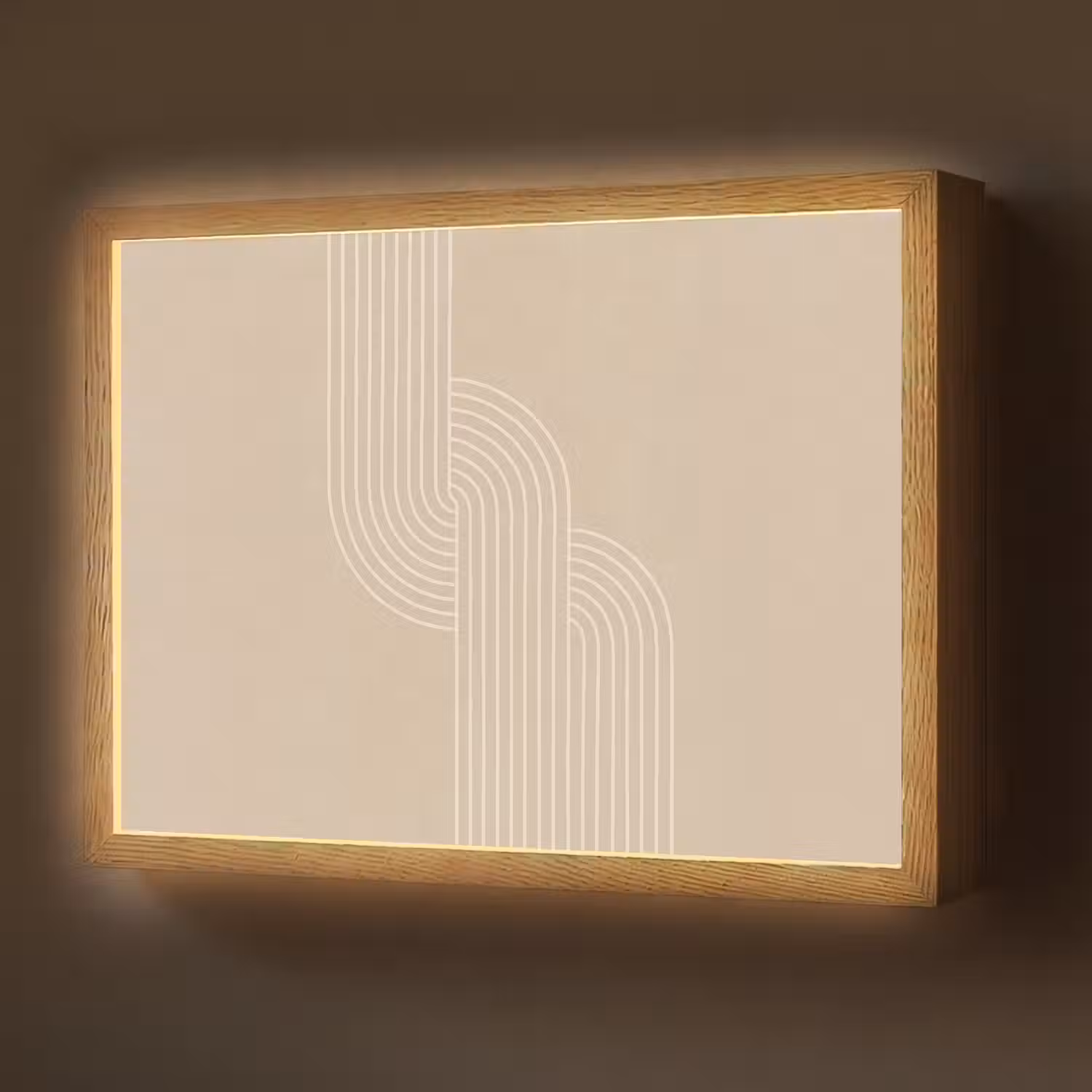 Parallelle lijnen - Lichte textuur - Beige Light Box met batterij (Wandlamp) middel -z3d_website