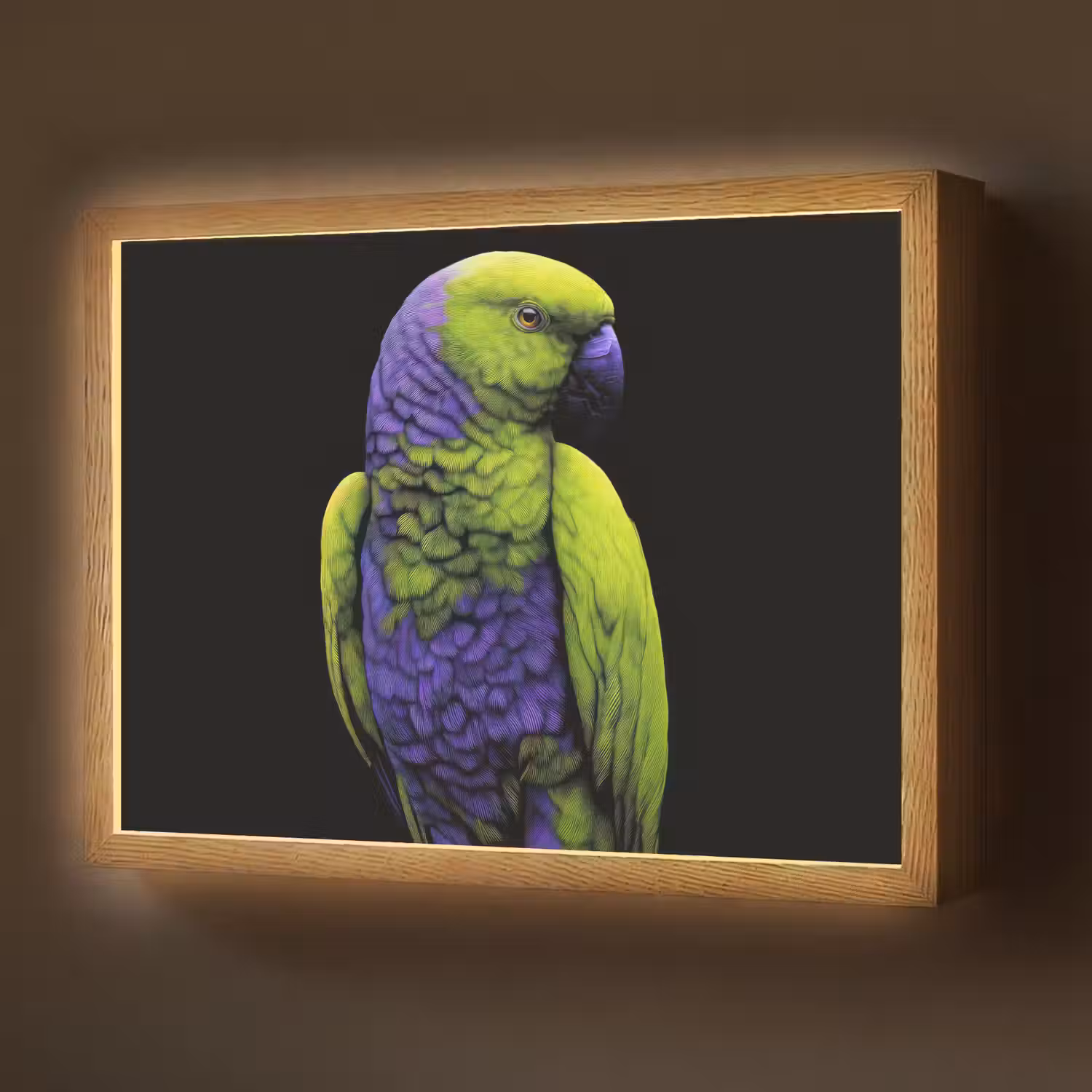 Papegaai - Veren - Opvallend - Groen Light Box met batterij (Wandlamp) middel -z3d_website