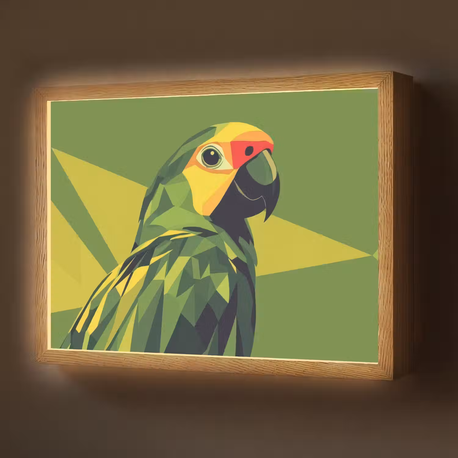 Papegaai - Groen - Snavel - Abstract Light Box met batterij (Wandlamp) middel -z3d_website