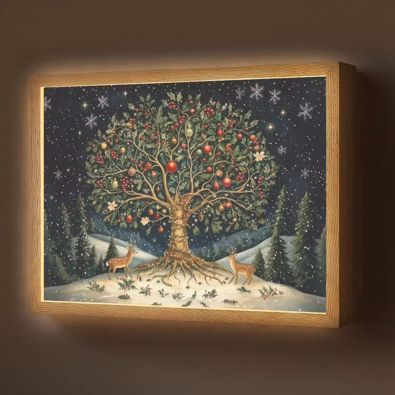 Feestboom - Winterhemel - Kleurrijk Light Box met batterij (Wandlamp) middel -z3d_website