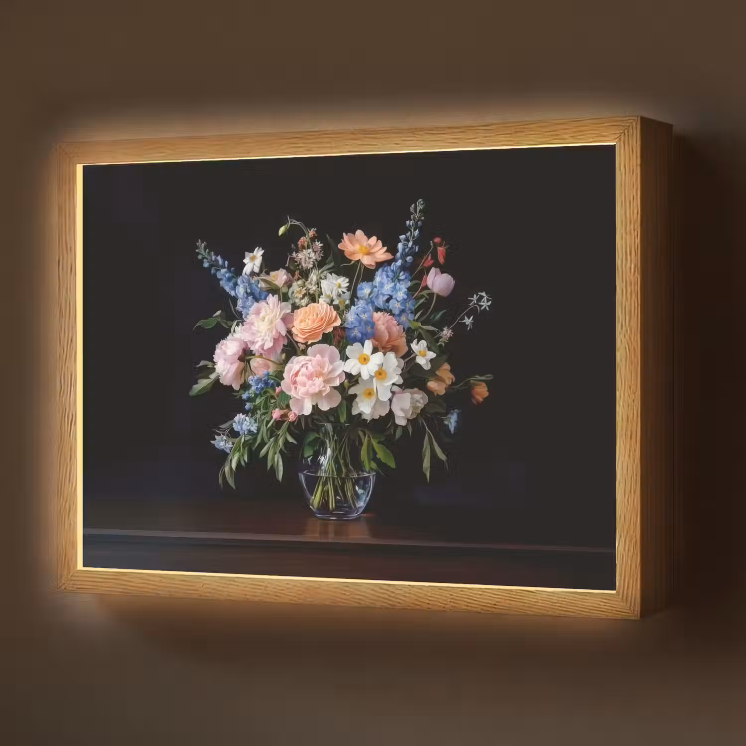 Pastel - Bloemen - Glazen - Vaas Light Box met batterij (Wandlamp) middel -z3d_website