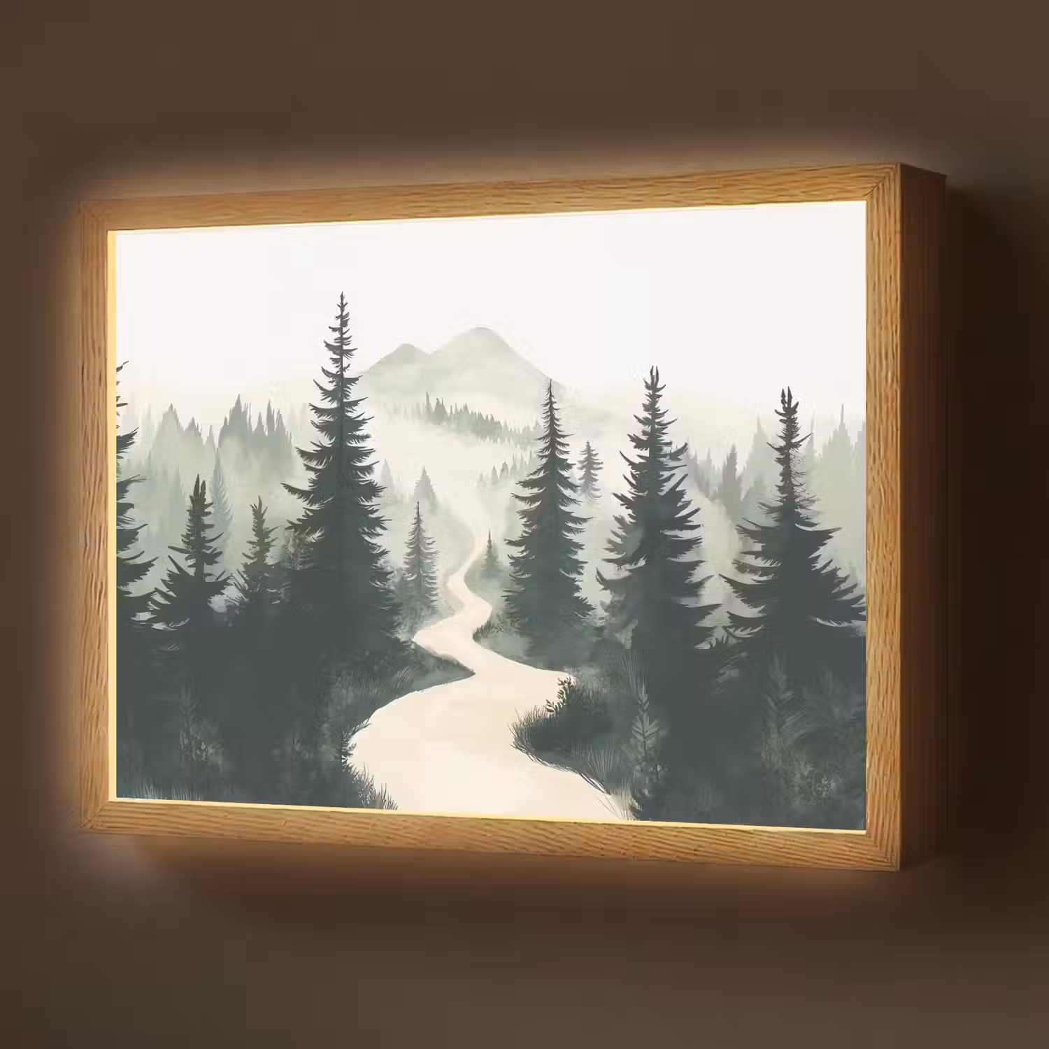Pad - Bomen - Bos - Illustratie Light Box met batterij (Wandlamp) middel -z3d_website