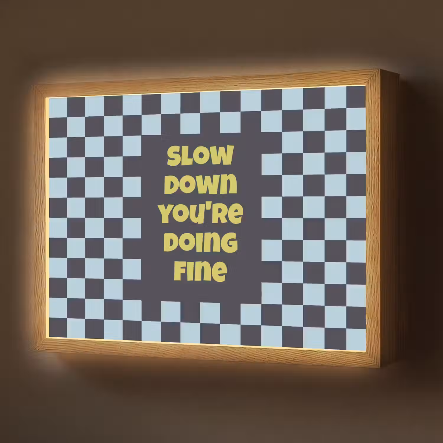 Patroon - Geblok - Blauw - Slow down you're doing fine Light Box met batterij (Wandlamp) middel -z3d_website