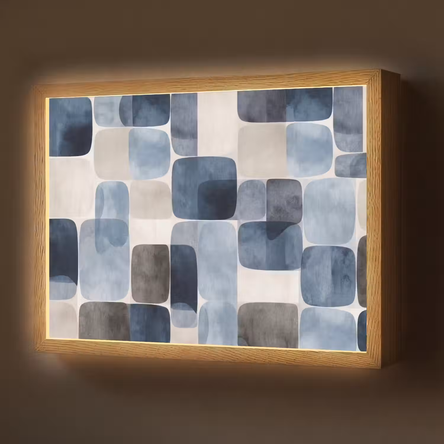 Patroon - Blauw - Vierkanten Light Box met batterij (Wandlamp) middel -z3d_website