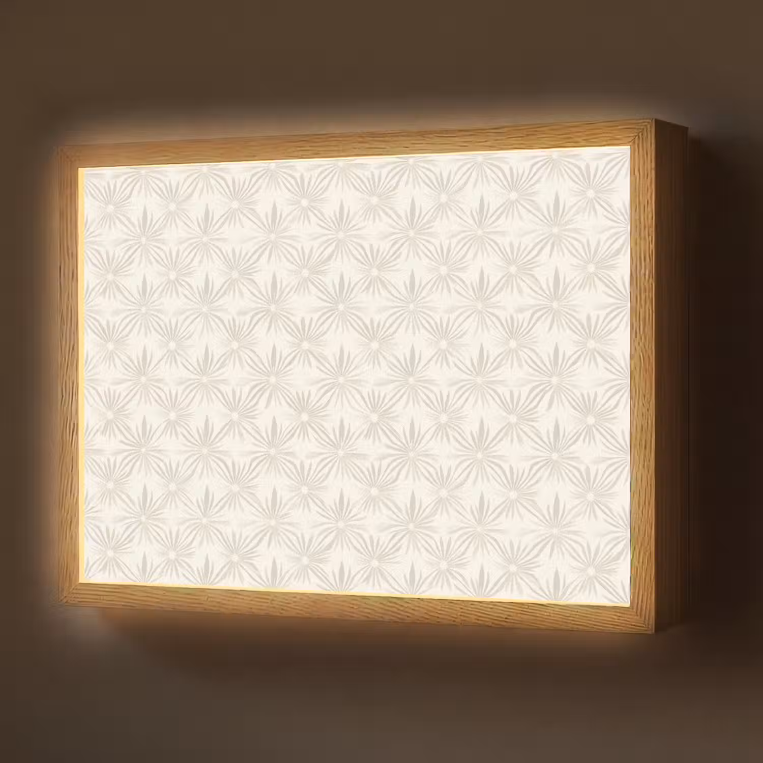 Patroon - Bloemen - Beige Light Box met batterij (Wandlamp) middel 907 -z3d_website