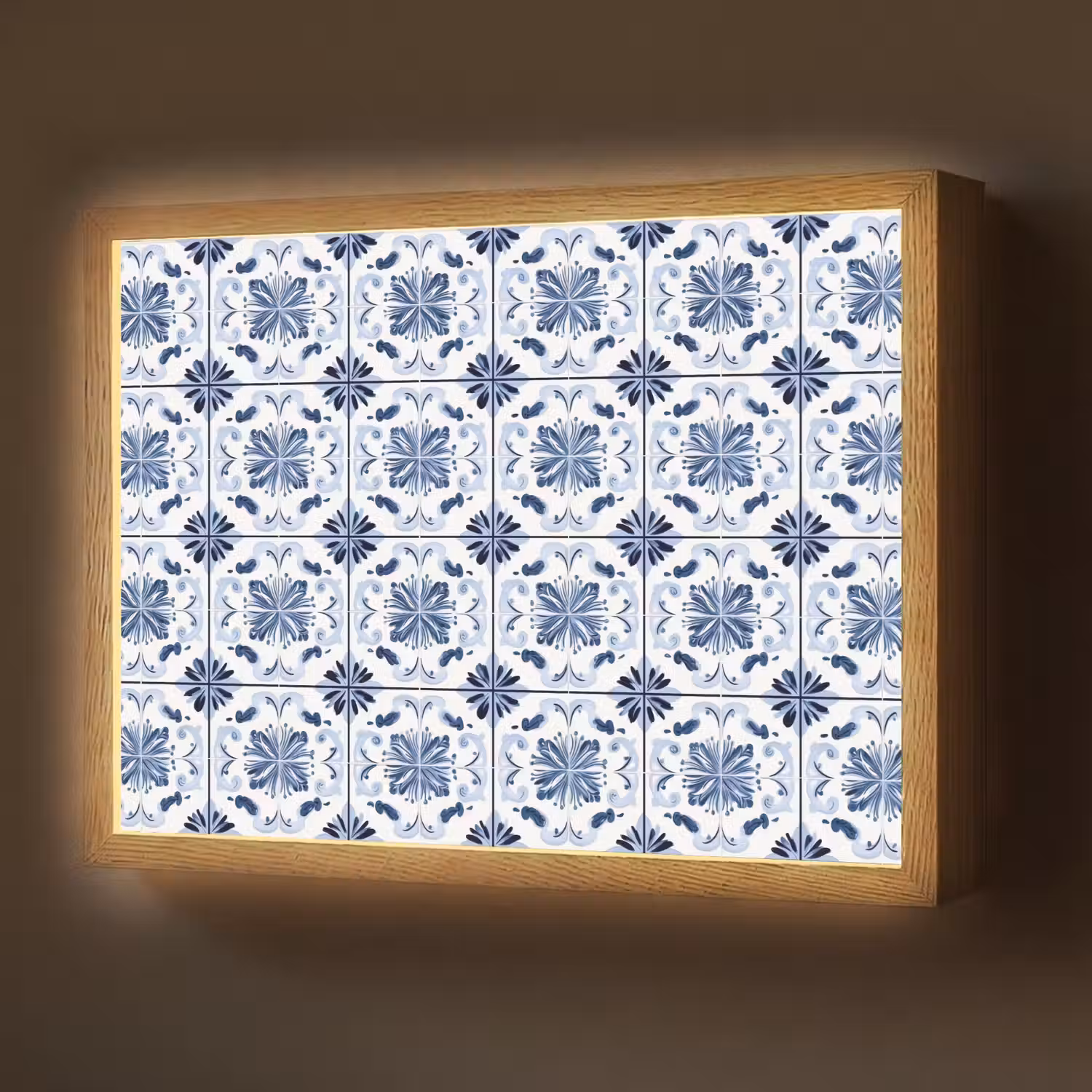 Patroon - Tegel - Blauw Light Box met batterij (Wandlamp) middel 907 -z3d_website