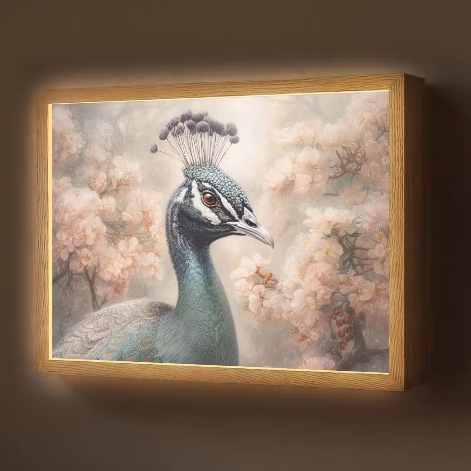 Pauw - Vogels - Bloemen - Boom - Botanisch Light Box met batterij (Wandlamp) middel -z3d_website