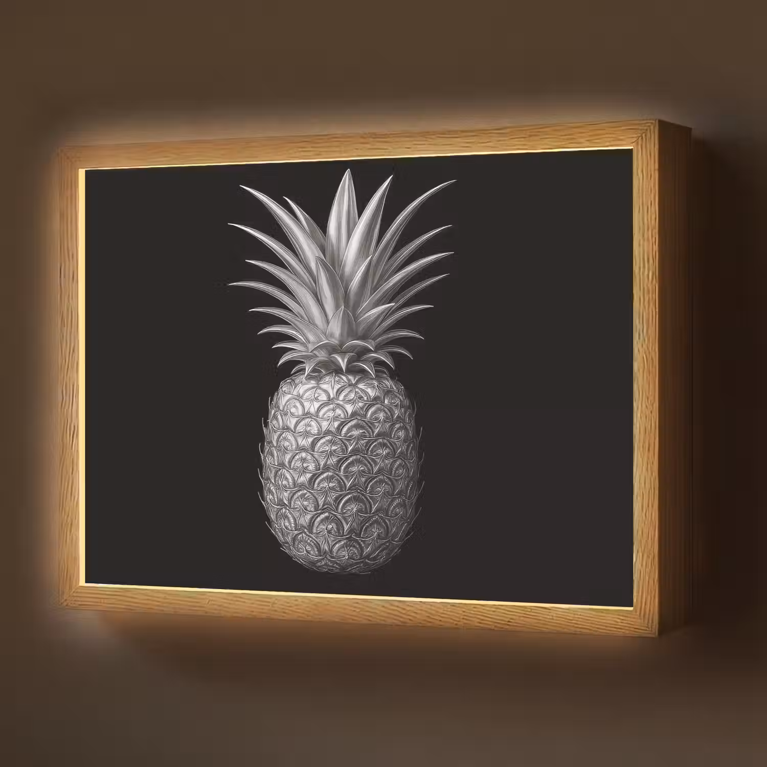 Ananas - Gedetailleerd - Bladeren Light Box met batterij (Wandlamp) middel -z3d_website