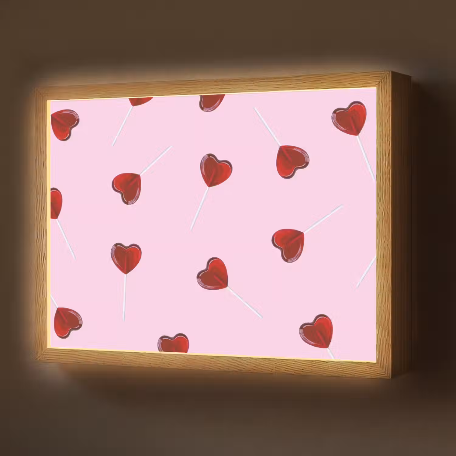 Roze - Hart - Lolly - Snoep Light Box met batterij (Wandlamp) middel -z3d_website