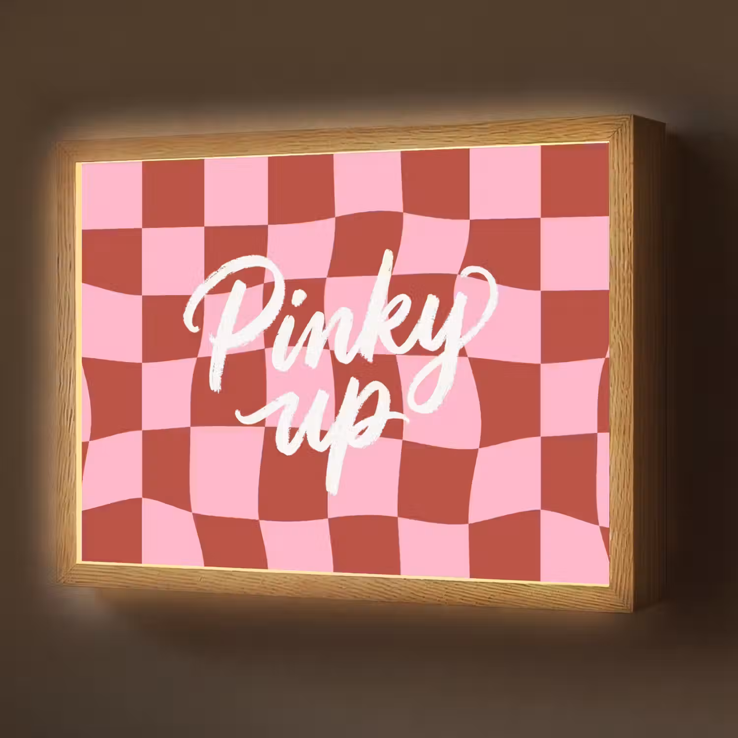 Pinky up - Geblokt - Bordeauxrood Light Box met batterij (Wandlamp) middel -z3d_website
