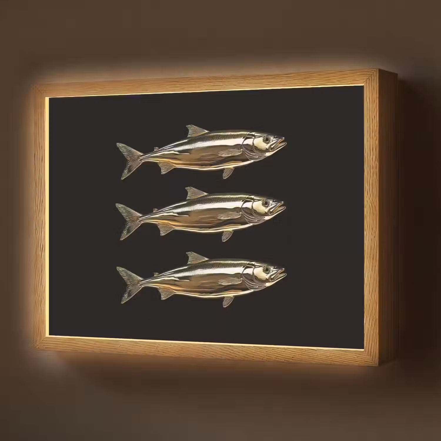 Vissen - Goud - Zwart Light Box met batterij (Wandlamp) middel -z3d_website
