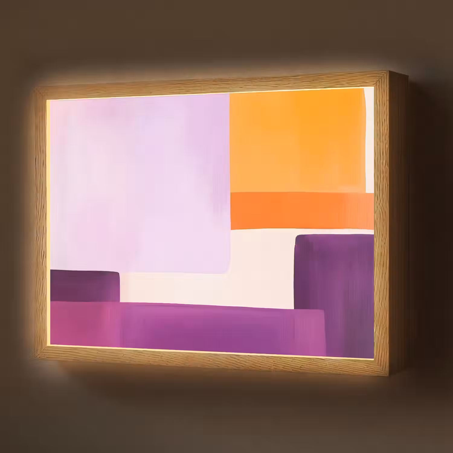 Vlakken - Abstract - Rechthoekig - Oranje Light Box met batterij (Wandlamp) middel -z3d_website