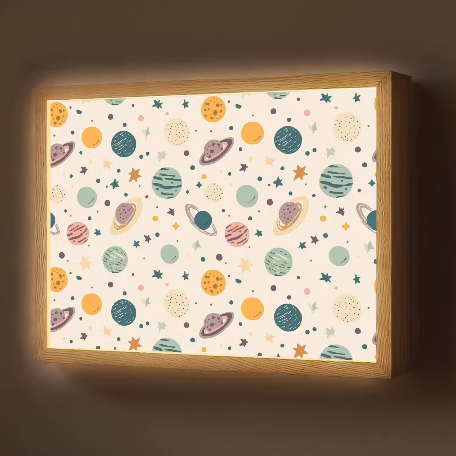 Planeten - Retro - Kleurrijk Light Box met batterij (Wandlamp) middel 907 -z3d_website