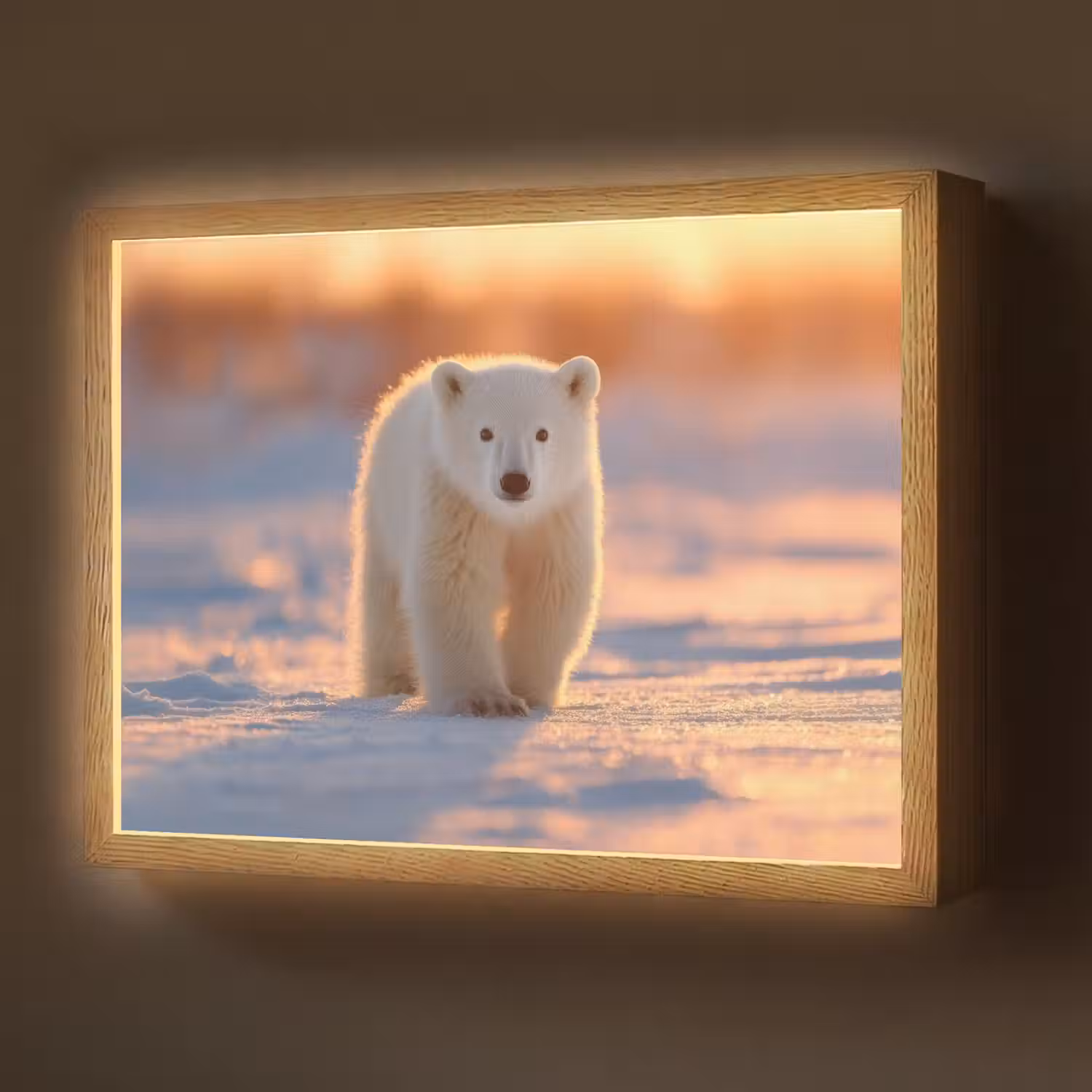 Ijsbeer - Sneeuw - Zonsopgang Light Box met batterij (Wandlamp) middel -z3d_website