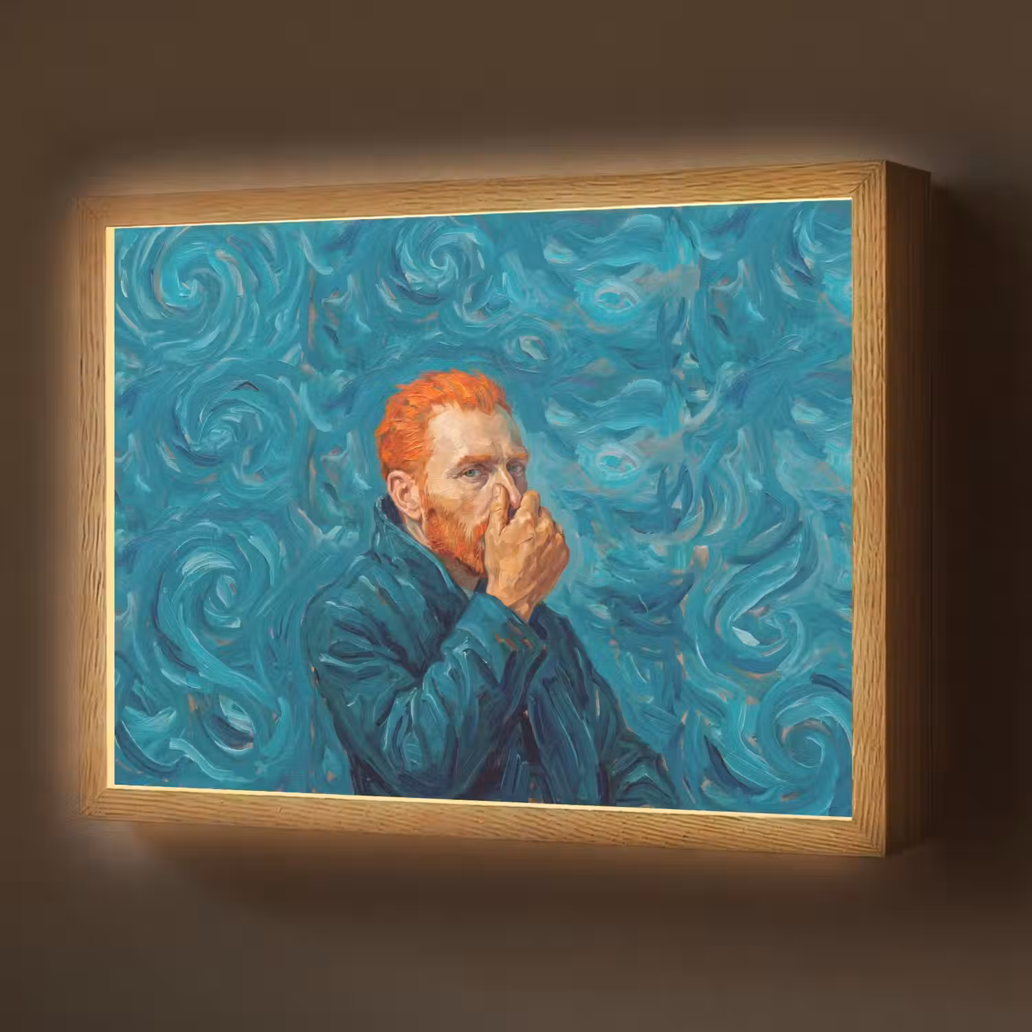 Portret - Klassiek - Blauw Light Box met batterij (Wandlamp) middel -z3d_website