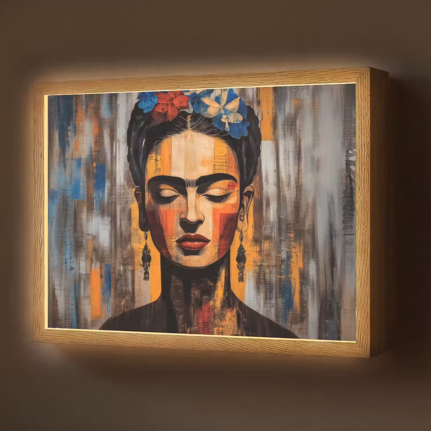 Portret - Vrouw - Bloemen Light Box met batterij (Wandlamp) middel -z3d_website