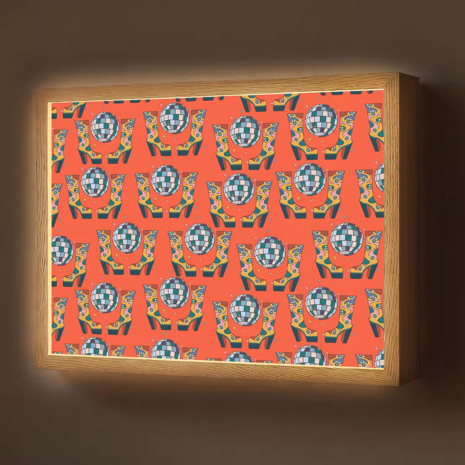 Rood - Disco - Patroon Light Box met batterij (Wandlamp) middel 907 -z3d_website