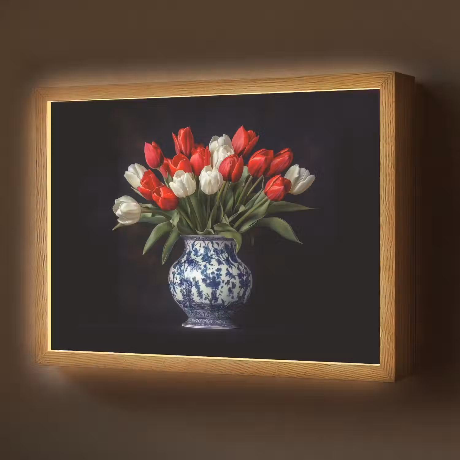 Rode - Bloemen - Tulpen - Vaas Light Box met batterij (Wandlamp) middel -z3d_website