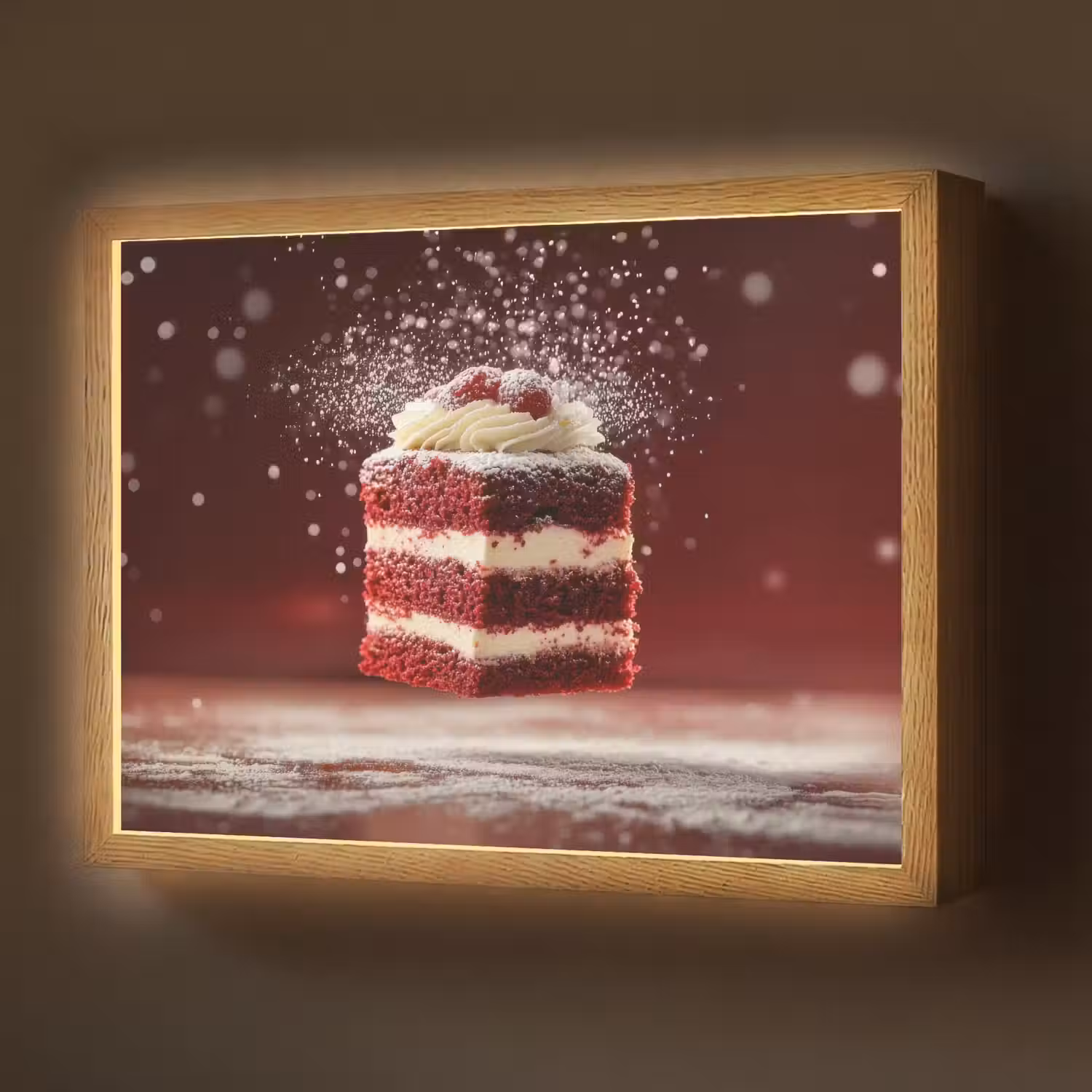 Rode - Velvet - Taart - Eten Light Box met batterij (Wandlamp) middel -z3d_website
