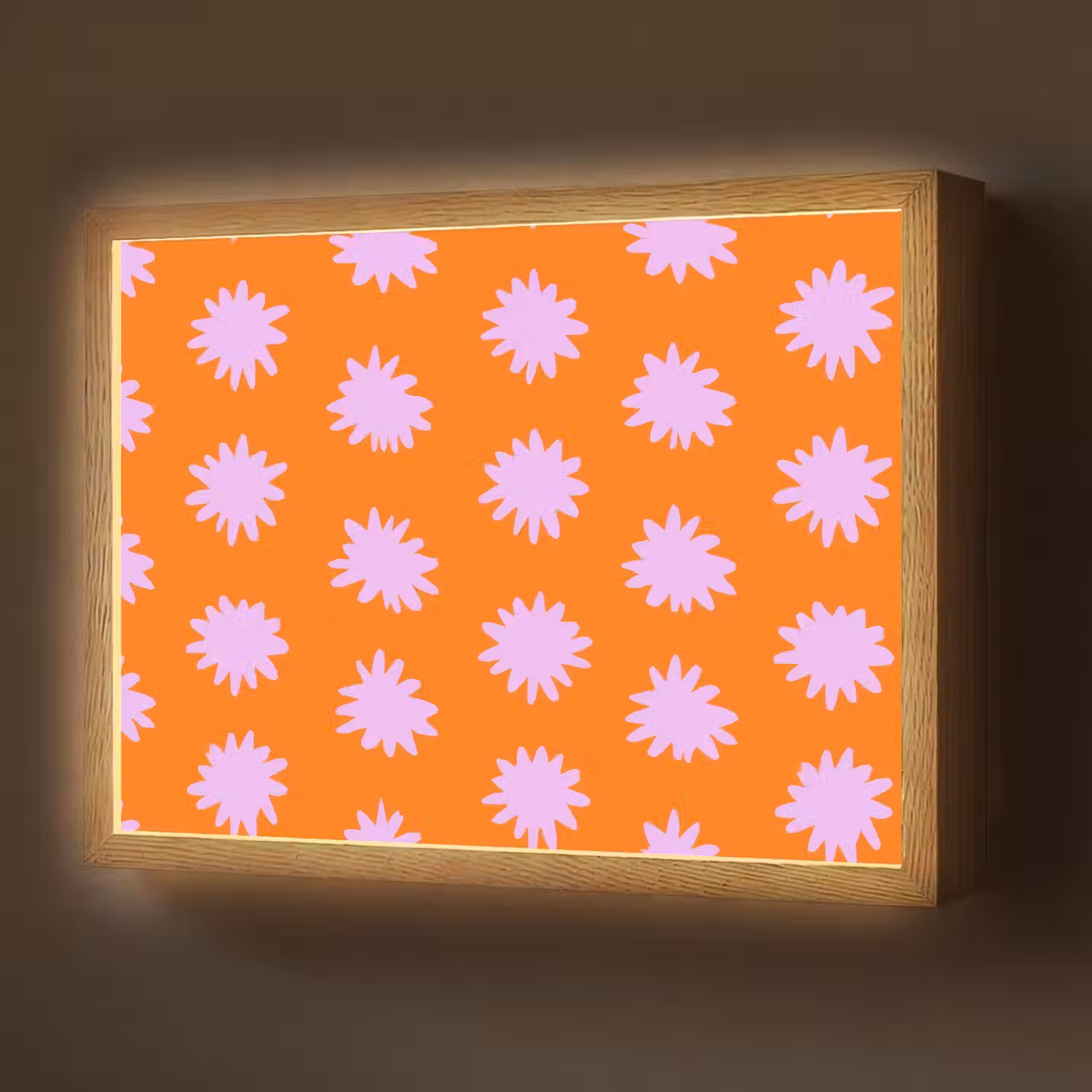 Retro - Bloemen - Oranje Light Box met batterij (Wandlamp) middel 907 -z3d_website
