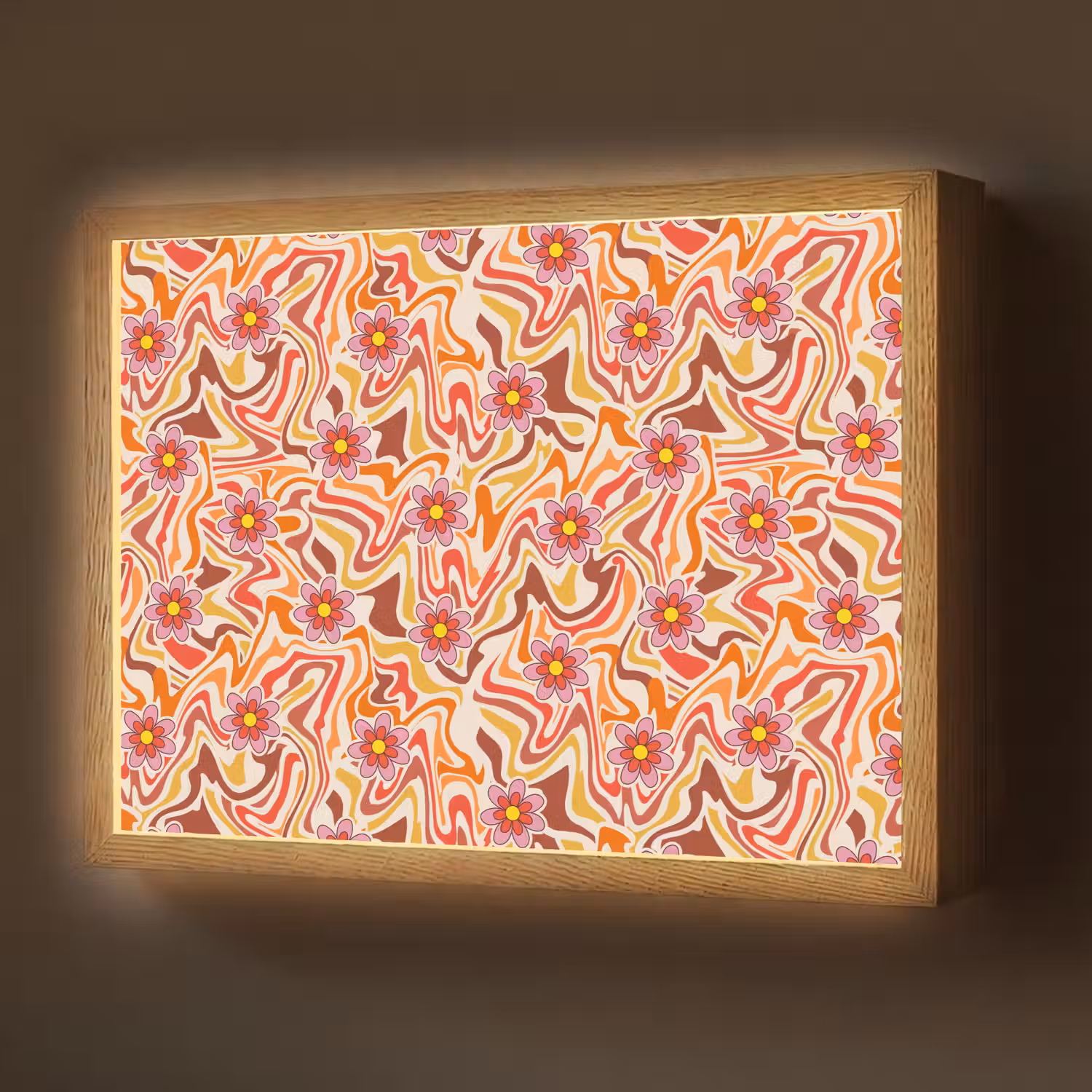 Retro - Bloemen - Patroon Light Box met batterij (Wandlamp) middel 907 -z3d_website