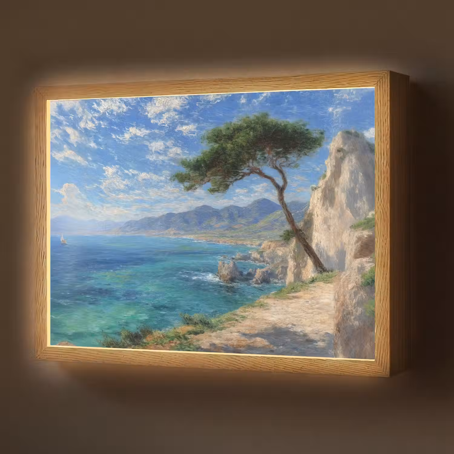 Rotsen - Kustlijn - Boom - Bergen Light Box met batterij (Wandlamp) middel -z3d_website