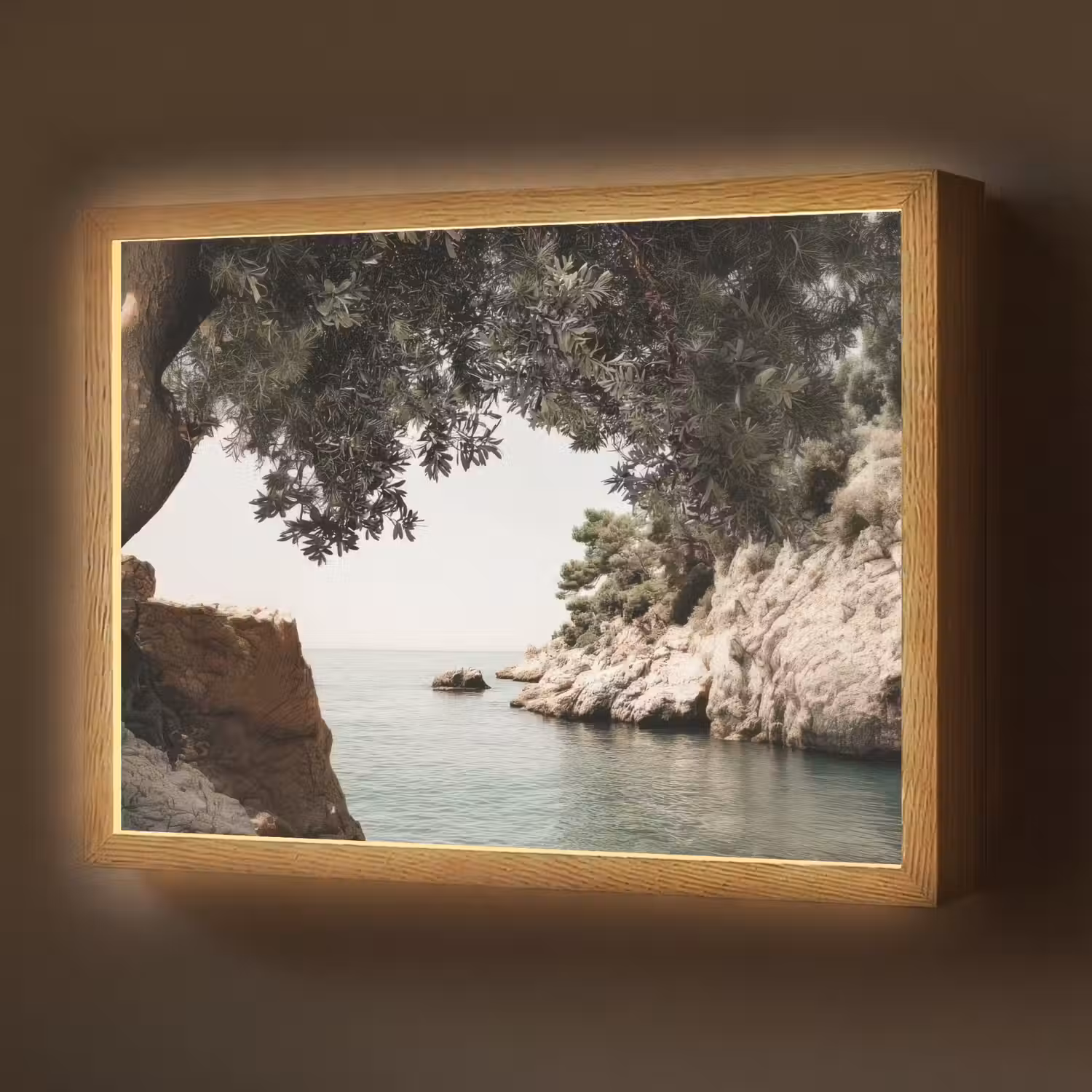 Rotsen - Zee - Boom - Groen Light Box met batterij (Wandlamp) middel -z3d_website