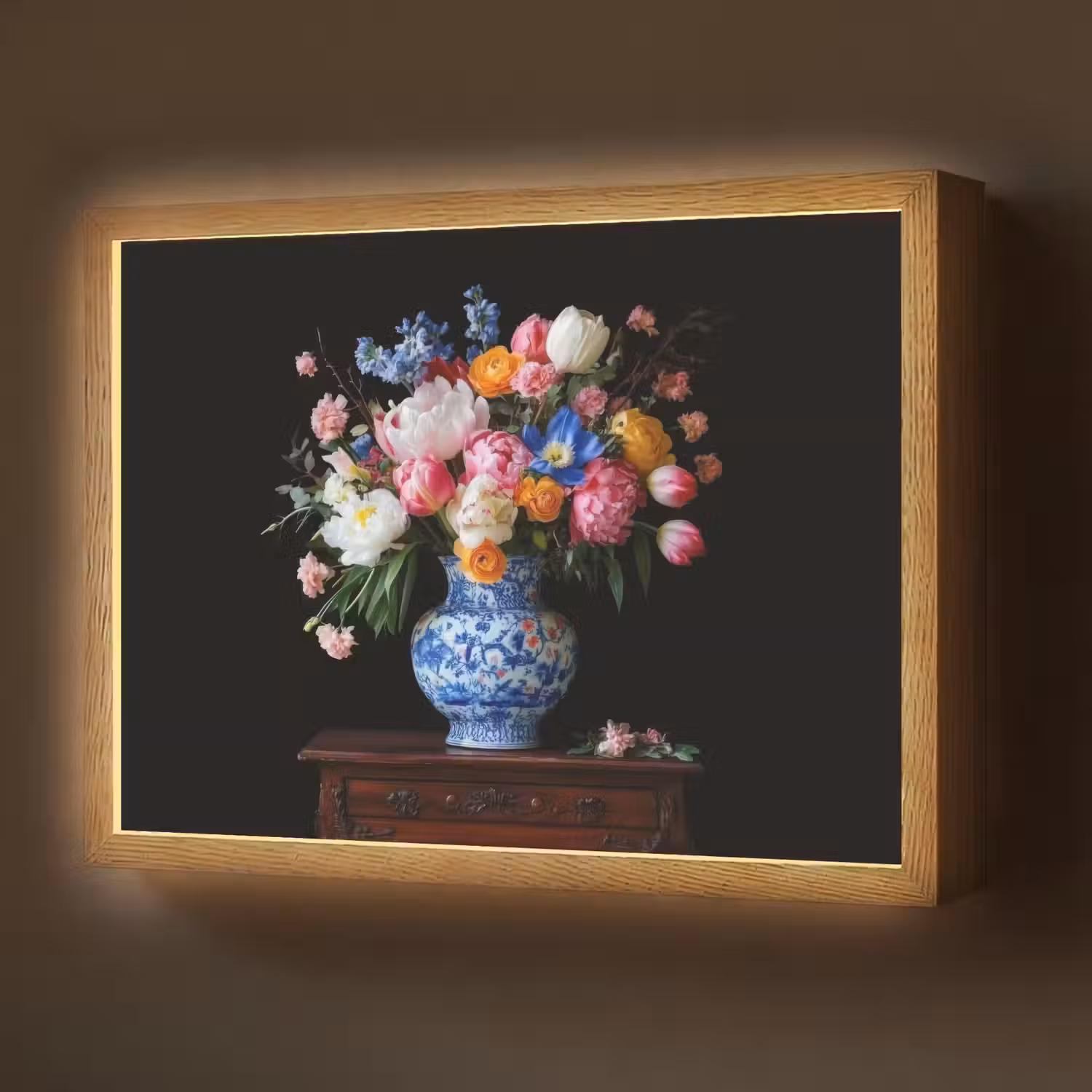 Rozen - Bloemen - Vaas - Boeket Light Box met batterij (Wandlamp) middel -z3d_website