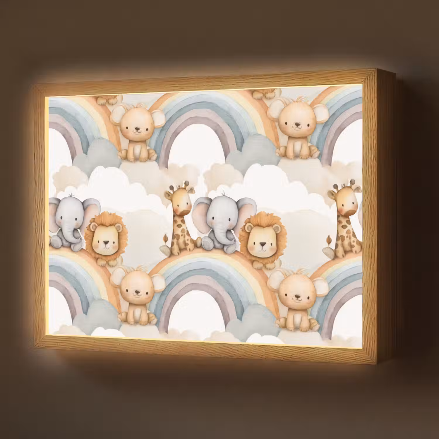 Safari - Regenboog - Kleurrijk Light Box met batterij (Wandlamp) middel 907 -z3d_website
