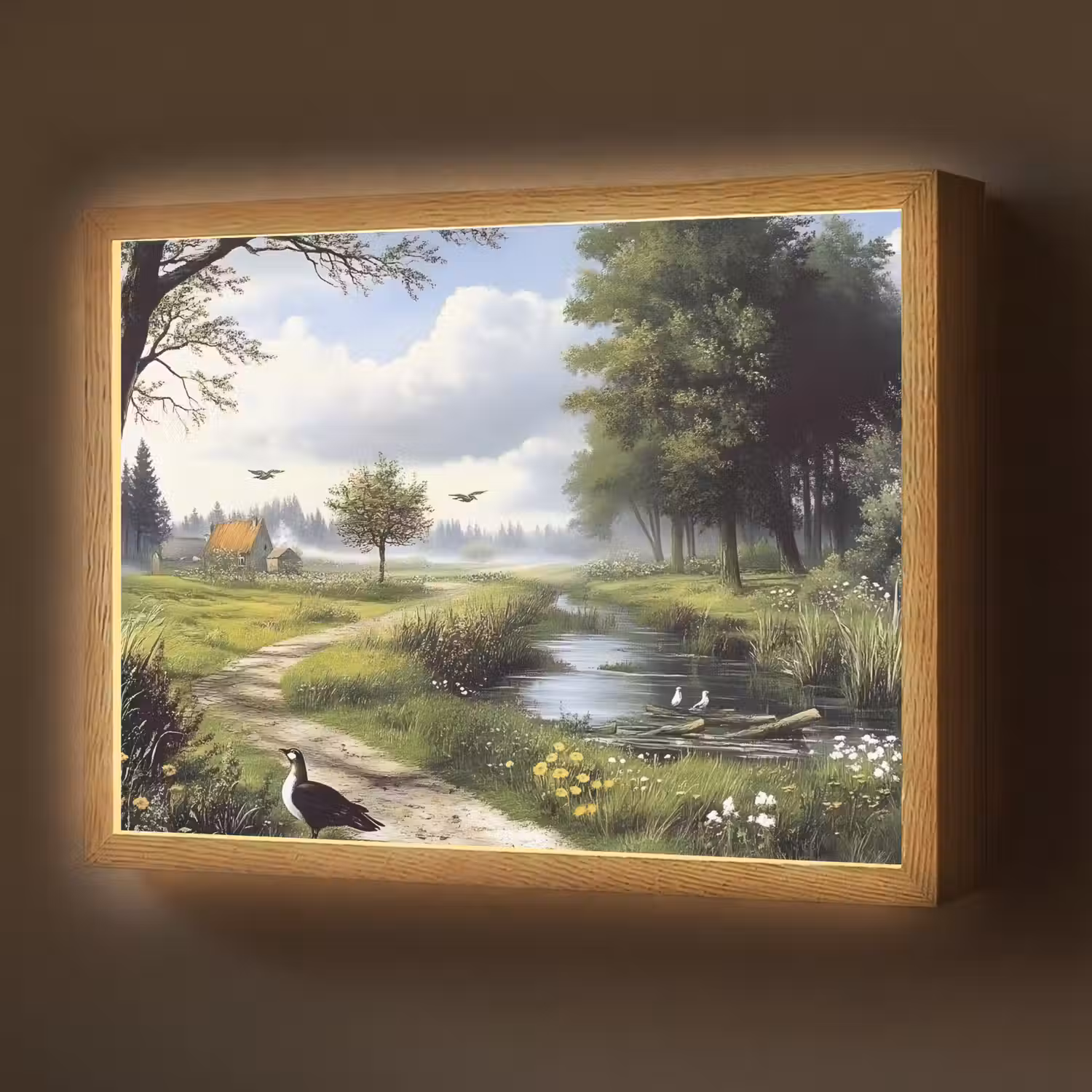 Zandpad - Groen landschap - Water Light Box met batterij (Wandlamp) middel -z3d_website