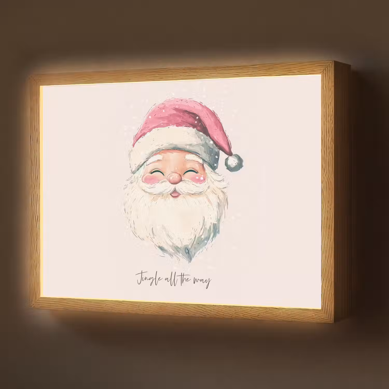 Kerstman - Kerst - Quote - Beige Light Box met batterij (Wandlamp) middel -z3d_website