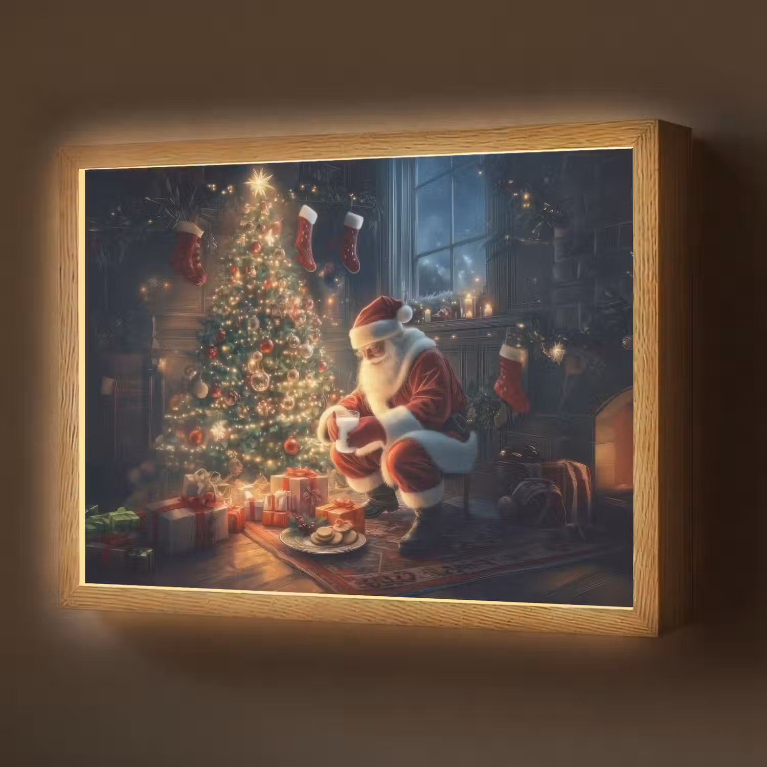 Kerstman - Haard - Donker Light Box met batterij (Wandlamp) middel -z3d_website