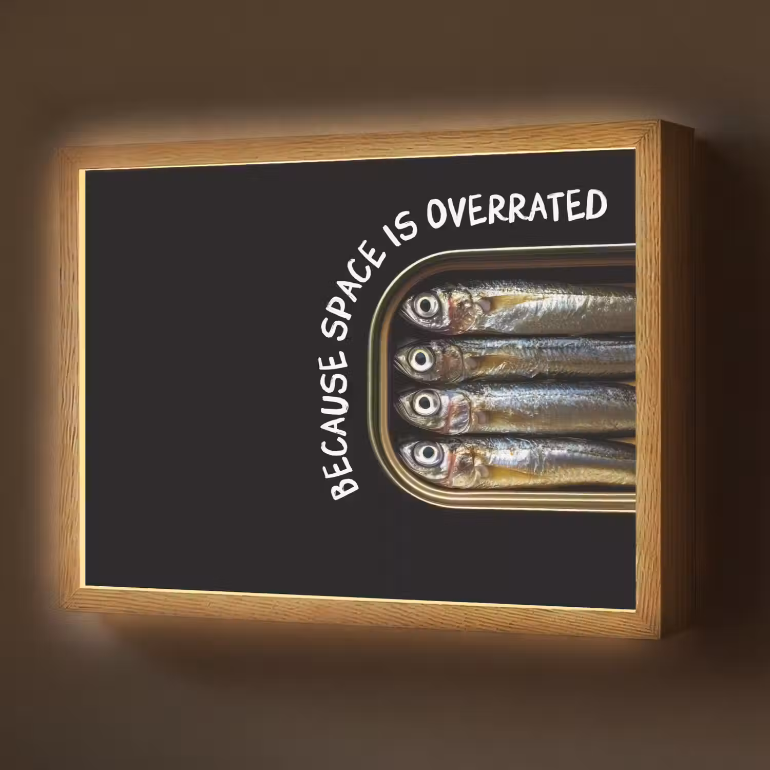 Sardines - Tekst - Vis - Blik Light Box met batterij (Wandlamp) middel -z3d_website