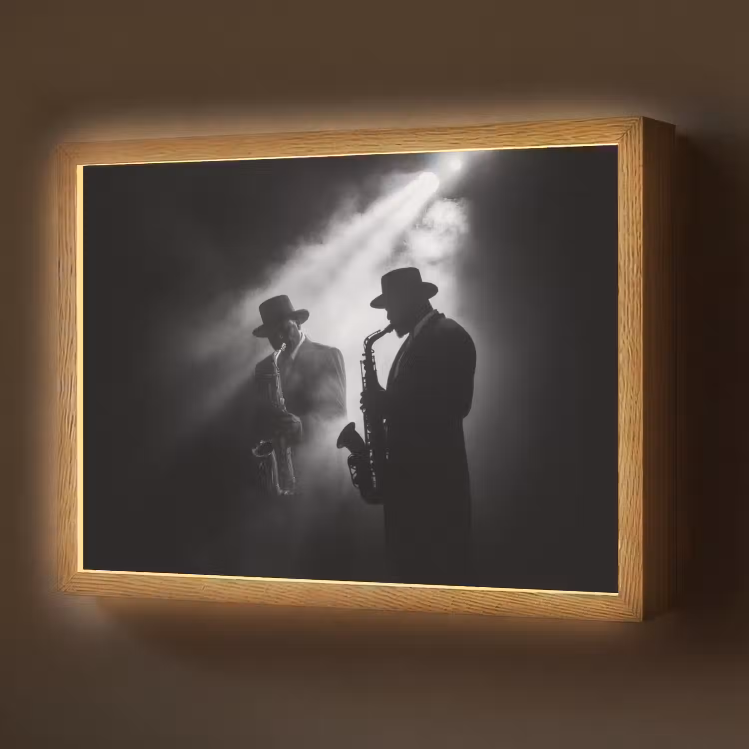 Saxofonisten - Hoeden - Rook - Licht Light Box met batterij (Wandlamp) middel -z3d_website